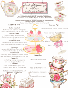 Afternoon Tea menu